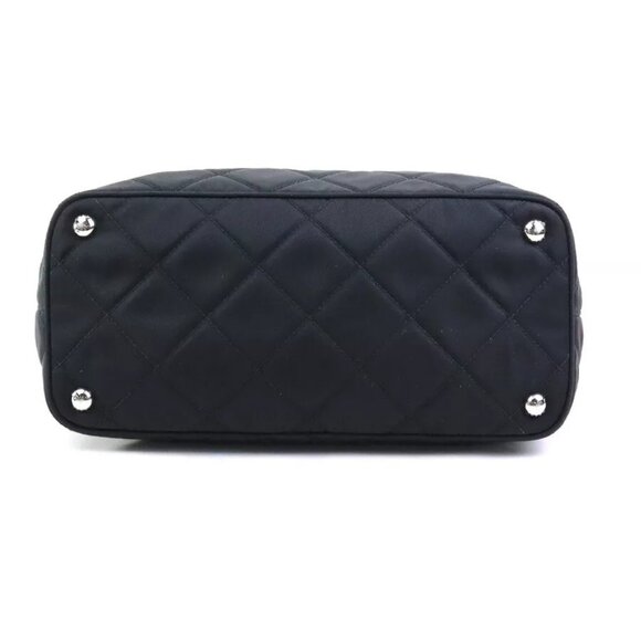 Auth PRADA Quilting Chain Shoulder Bag Black Nylon/Silvertone - Picture 9 of 14